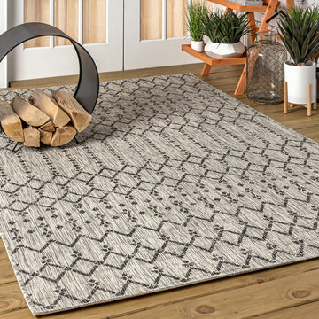 Ourika Moroccan Geometric Textured Weave Indoor/outdoor Area Rug